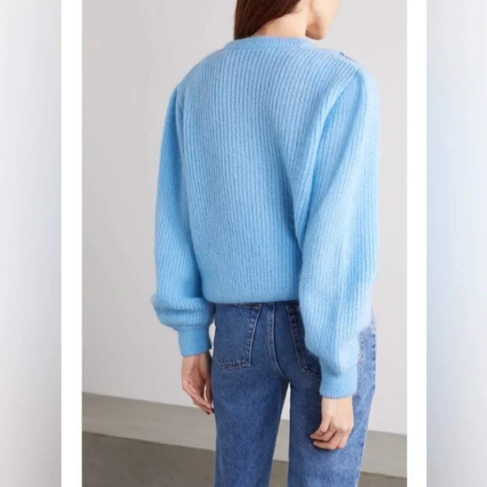 ALESSANDRA RICH Softest Mohair Wool Sweater w/ Sequin Ribbons Bows Size 42 VGUC - Picture 5 of 11
